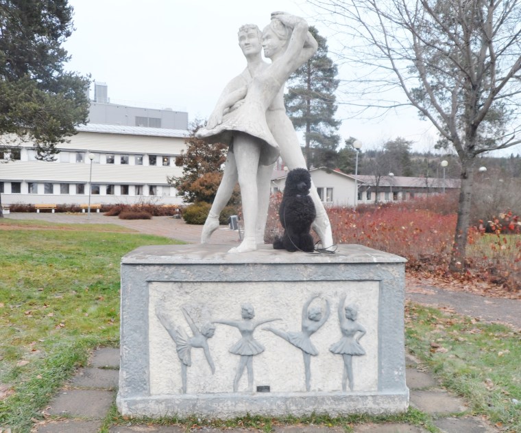 Mellanpudeln Ture såg ut att höra till statyn.