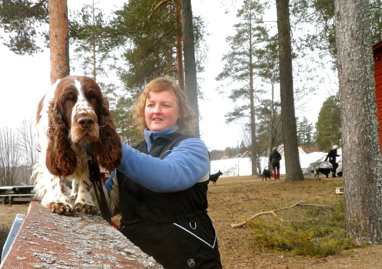 Springer spanieln Melker och Lena Holmgren hittade lugnet på balansövningen.